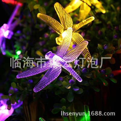 厂家现货30LED太阳能蜻蜓灯串花园防水串灯地插灯条灯带|ms