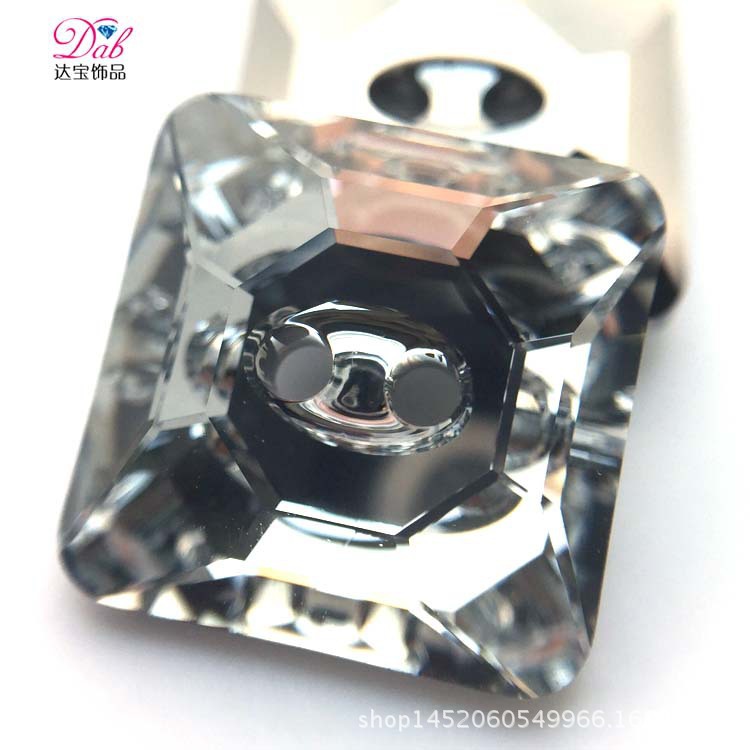 正品奥钻3017手缝水晶正方形衬衫钮扣10mm白色领扣门襟扣