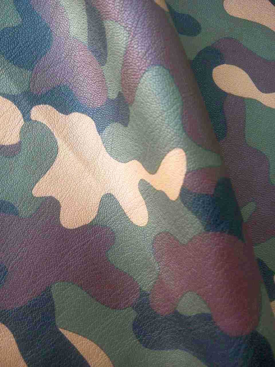 迷彩印花服装面料  印花PU人造革
