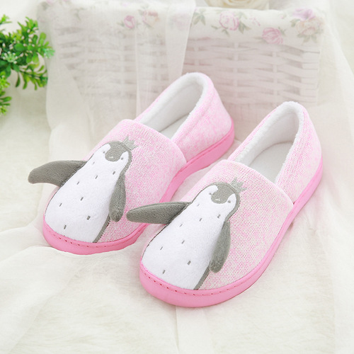 Autumn/Winter New Home Shoes Indoor Soft Sole Cotton Slippers Women's Penguin Comfort Heel Floor Wiper Maternity Postpartum Shoes