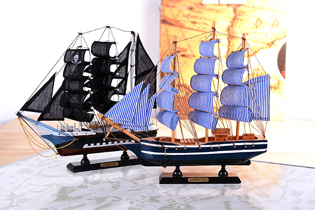 木质帆船 地中海风格实木摆件书房家居装饰模型16cm-50cm摆设详情8