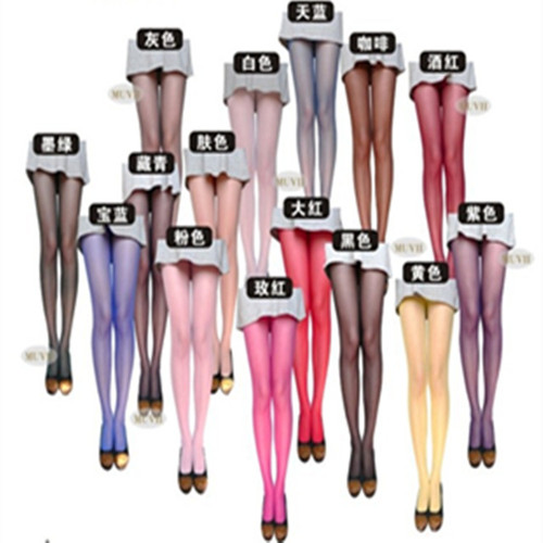 Hardcover summer thin 20D two-way core-spun silk women's pantyhose color stockings candy color leggings