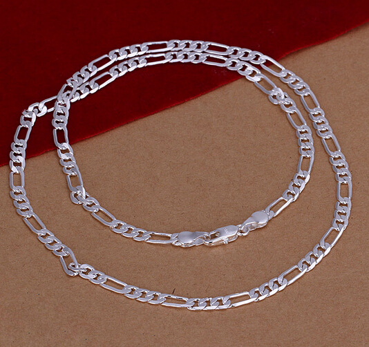 Figaro Chain Necklace For Women Silver Plated Short Collarbone_voghion.com