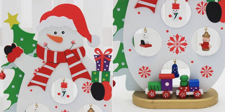 单片老人雪人木质摆件5