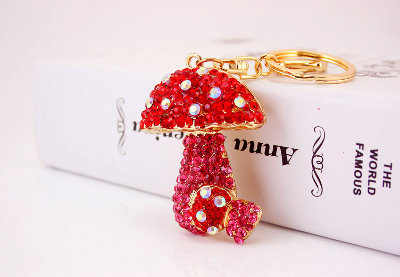 49g Weight Alloy, Metal Material Flower Pattern Unisex Gender Pink, Purple, Red, Green, Blue Color Mushroom Pendant Keychain 6