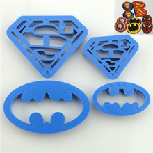 4件套蝙蝠俠和超人塑料餅干曲奇模具 翻糖烘焙蛋糕餅干切模H3010