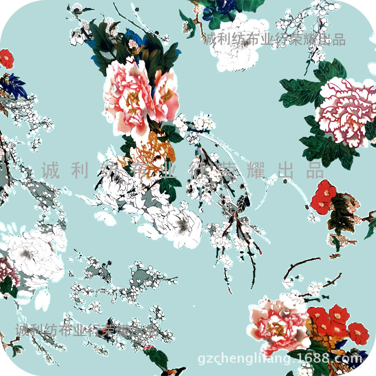 棉布活性斜纹弹力印花布 女装连衣裙印花布料  童装上衣 时尚面料