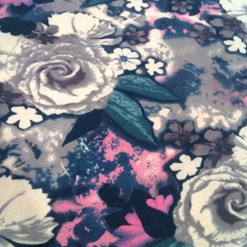 厂家直销长丝乱麻针织面料服装用布印花乱麻汗布全涤印花面料批发