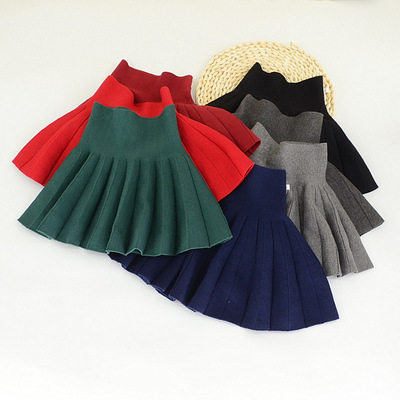 Super value 2019 Spring and autumn payment Solid girl Bouffancy skirt children Versatile knitting Short skirt Manufactor Direct selling C33
