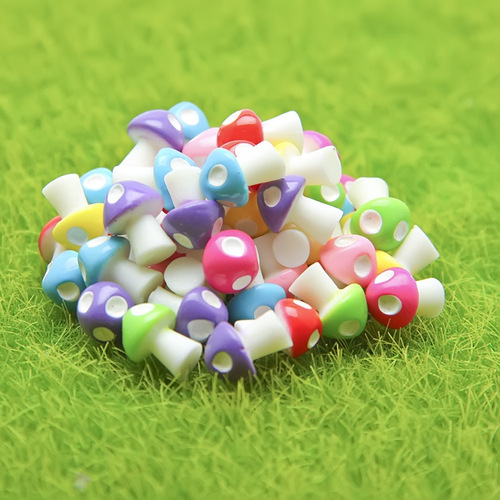 Mini colorful resin six-point mushroom moss succulent micro-landscape ecological bottle DIY accessories landscaping ornaments doll