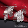 The new listing hot -selling jewelry Korean version of exquisite silver jewelry wholesale bright and beautiful hanging light tree leaves earrings