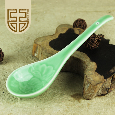 龙泉青瓷汤勺大号 创意中式陶瓷勺子大勺饭勺汤匙 家用酒店批发