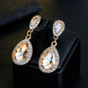 Korean trendy jewelry new super glitter drill water droplet long bride -to -ear pendant female personality exaggerated fashion