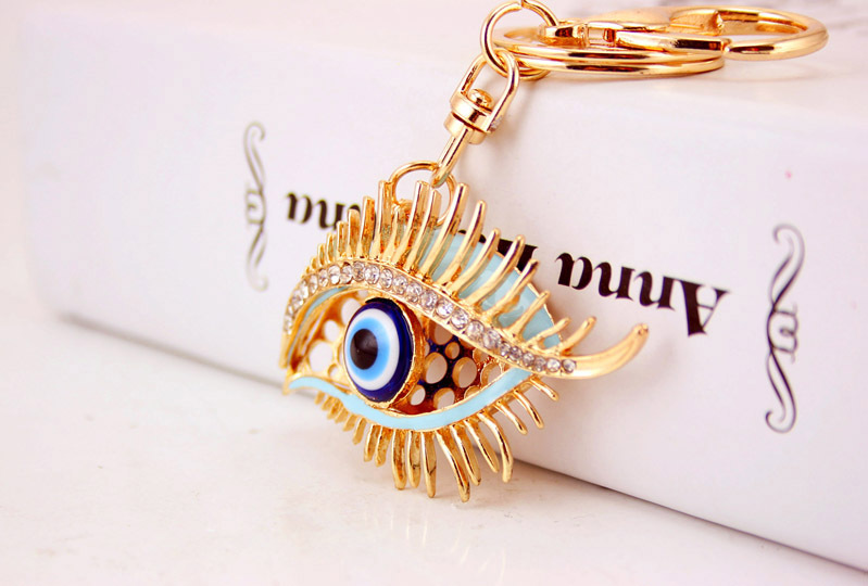 30g Weight Alloy, Metal Material Glasses Pattern Unisex Gender White, Red, Blue Color Korean Diamond-studded Devil’s Eye Crystal Metal Pendant Eyelashes Keychain 4