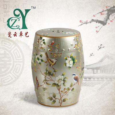 European style American style ceramics Drum stool Entrance Shoe changing stool a living room Round stool ceramics Flower trellis Zheng stool