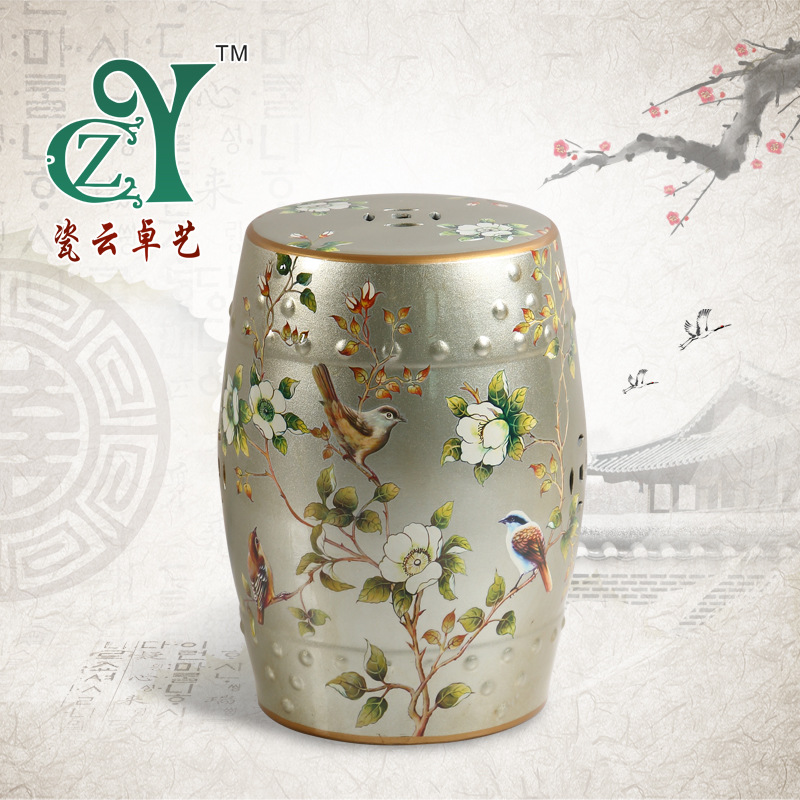European style American style ceramics Drum stool Entrance Shoe changing stool a living room Round stool ceramics Flower trellis Zheng stool