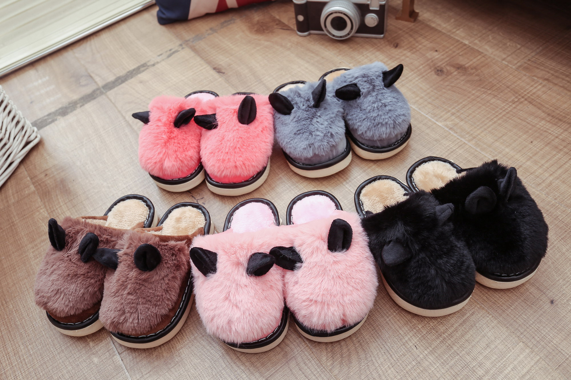 Pantoufles enfants en suède pour hiver - semelle caoutchouc - Ref 1014158 Image 12