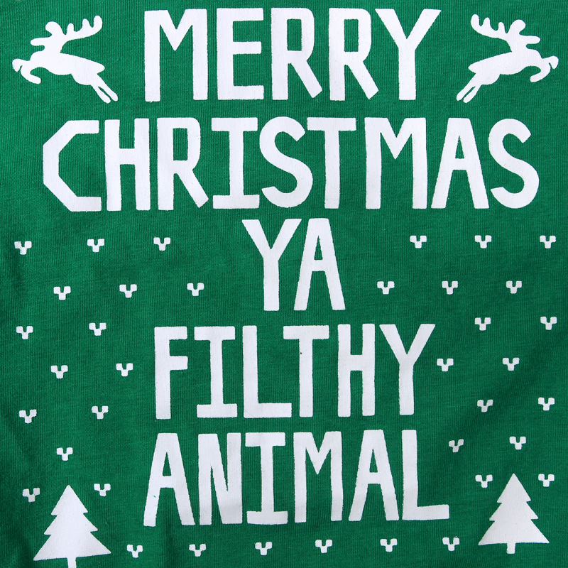 Children's Christmas jumpsuit boys and girls letter short sleeve Christmas suit_voghion.com