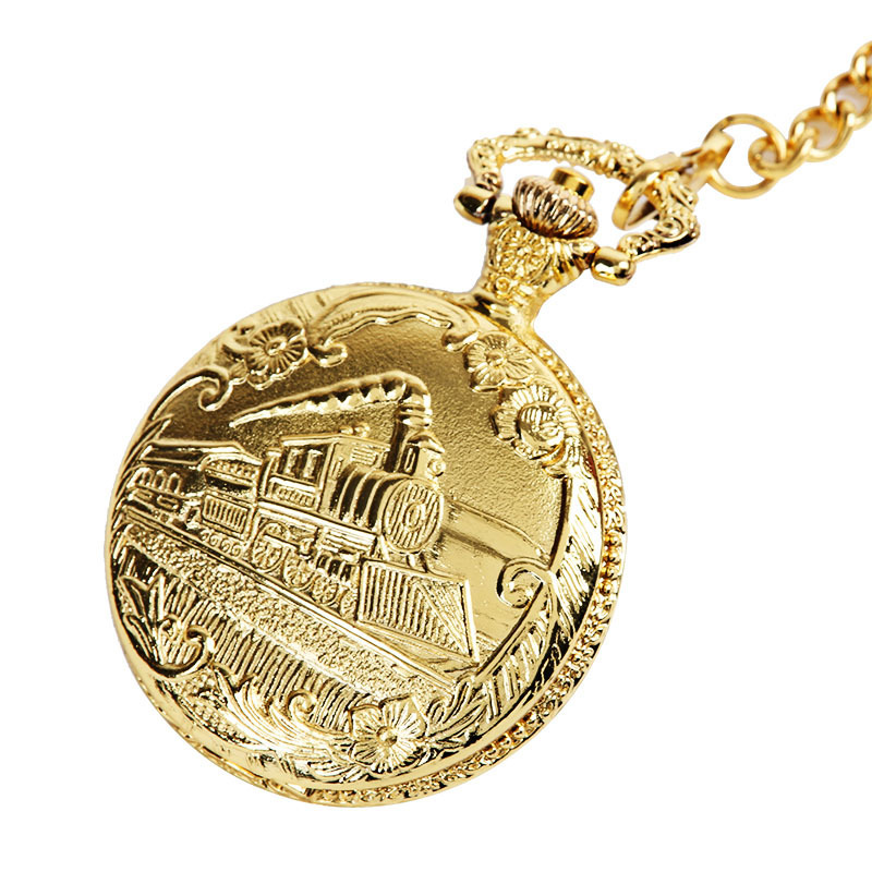 Large thick chain gold flip Mercedes-Benz train classic pocket watch gold pocket watch a generation of 013214