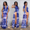 European and American printed sexy cocktail long bandage dress