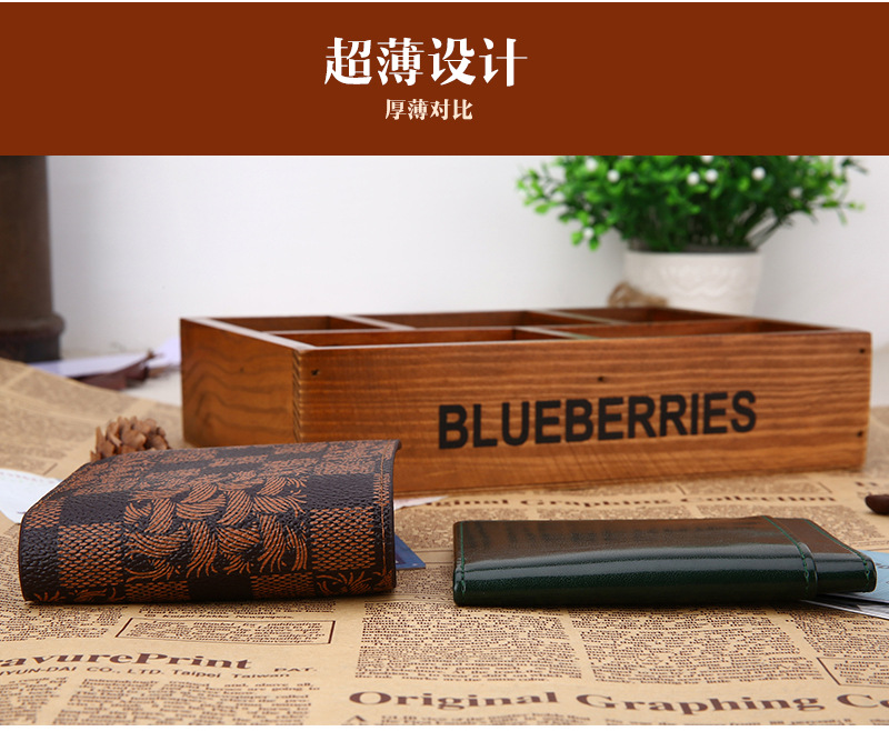 33g Weight Synthetic Leather Lining Material Flip Cover Closure Type Travel Occasion Pu Leather Material Animal Pattern Unisex Gender Lace Design Square Shape Coffee, Dark Green, Black Color Fashion Leather Ultra-thin Korean New Men's Wallet Wholesale 4