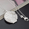 Fashionable universal photo frame, pendant, round necklace, silver accessory, 27mm, European style