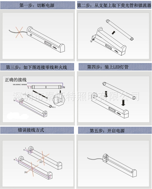 T8灯管安装步骤