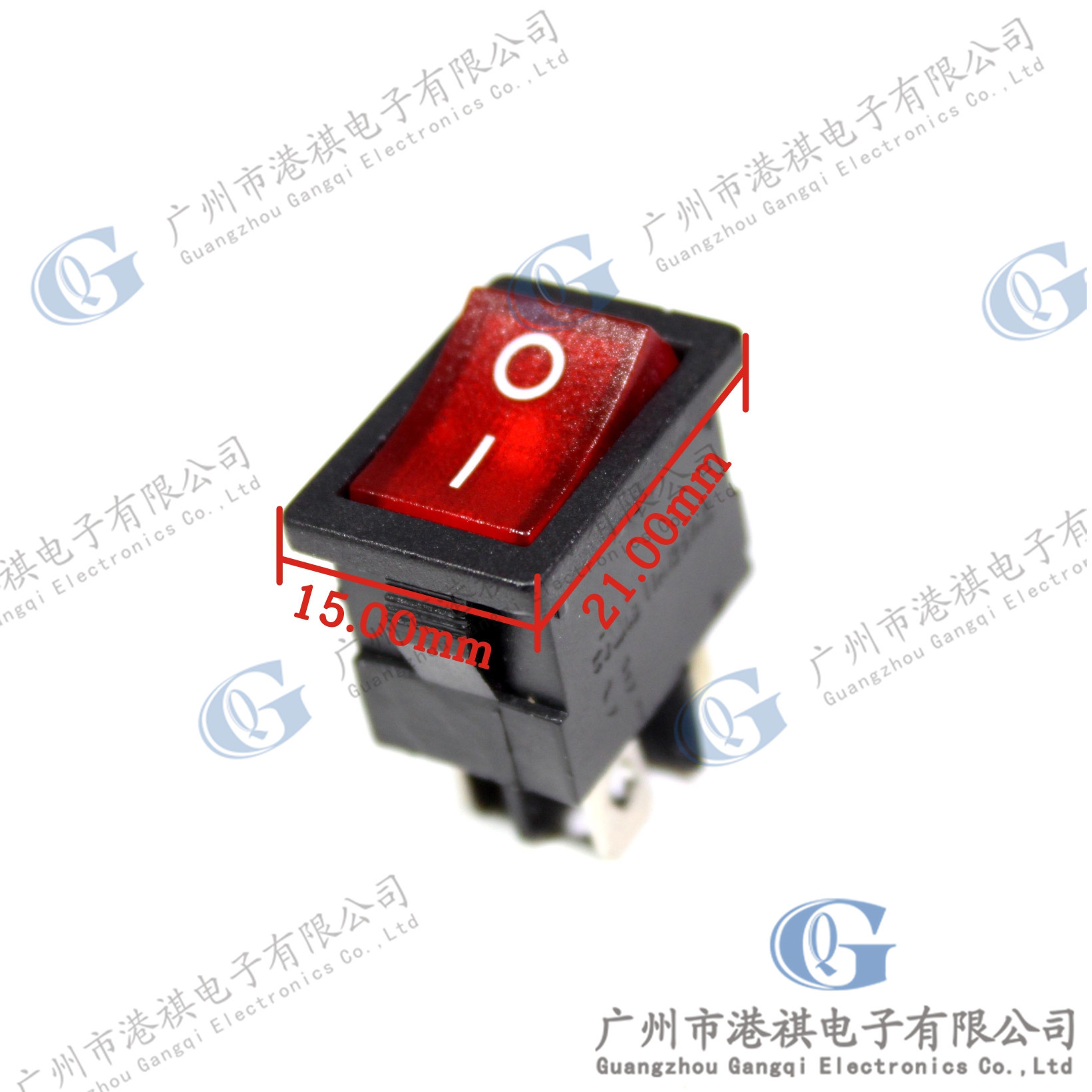 Goodpal电源开关翘板开关小船型开关四脚双路11A大电流带灯13*19