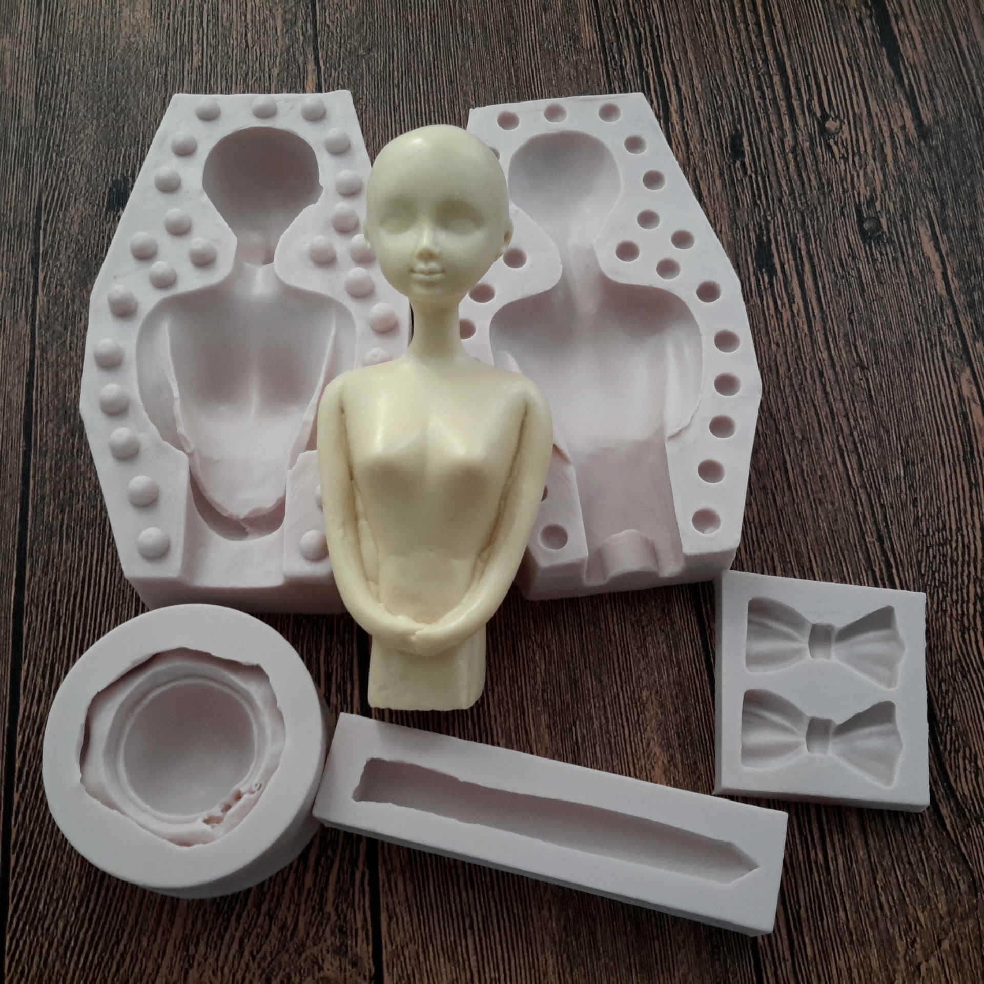 Muñeca fondant silicona molde pastel molde jabón molde hornear herramientas fábrica directa al por mayor