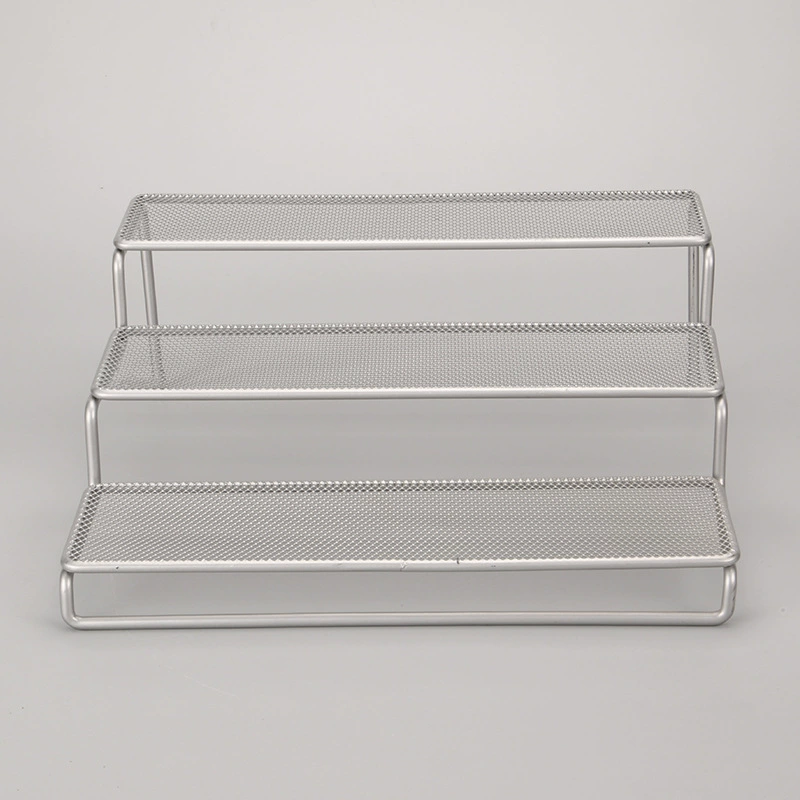 Factory direct sales simple iron mesh three-layer storage rack trapezoidal kitchen living room balcony multi-functional storage rack