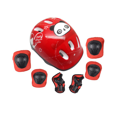 Balance bike safety set, including helmet, elbow pads, knee pads, wrist guards, and tail lights for children