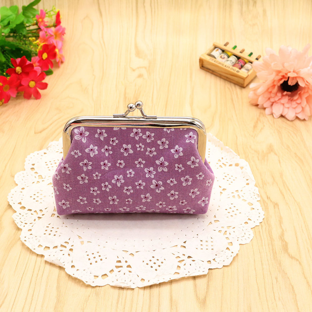 Basic, Simple Style Style Women's Flower Cloth Lock Clasp Coin Purses