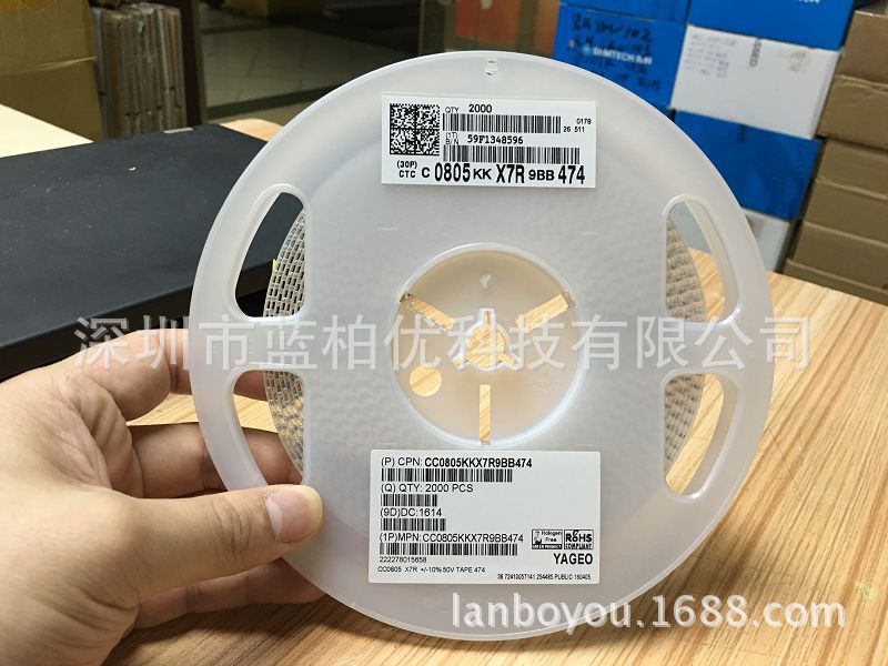 国巨 0805贴片电容 CC0805KKX7R9BB474 0805-474K 470NF 50V 10%