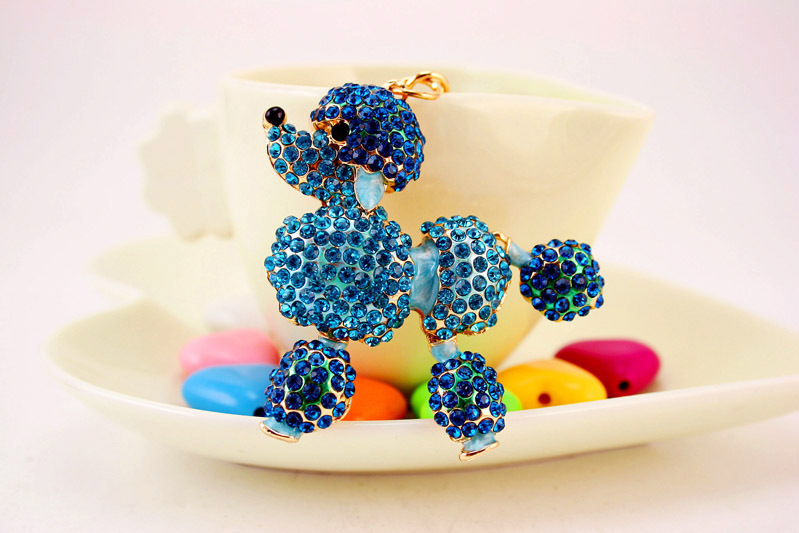 43g Weight Alloy, Metal Material Animal Pattern Unisex Gender Coffee, Pink, Purple, Blue Color Poodle Dog Car Keychain 8