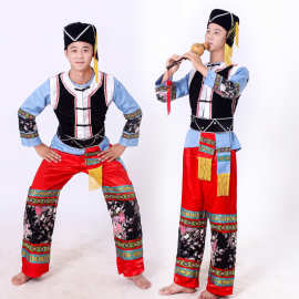 成人舞台装苗族表演服装男广场舞蹈服饰少数民族演出服打鼓服