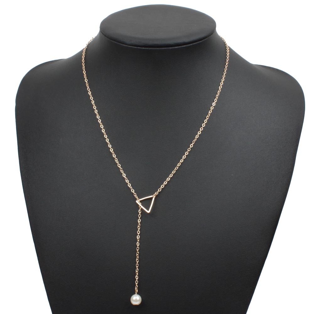 Fashion Titanium Stainless Steel Inlaid gold NecklaceGeometric (Gold)NHCT0193-Gold