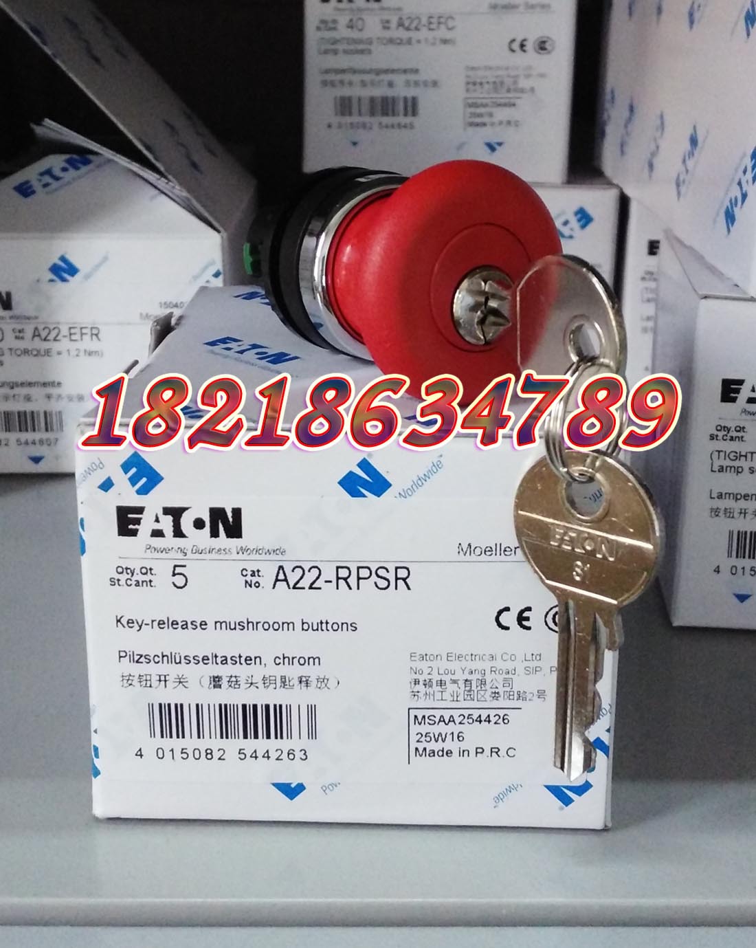 EATON A22-RPSR 穆勒磨菇头锁匙释放急停开关头,正品现货