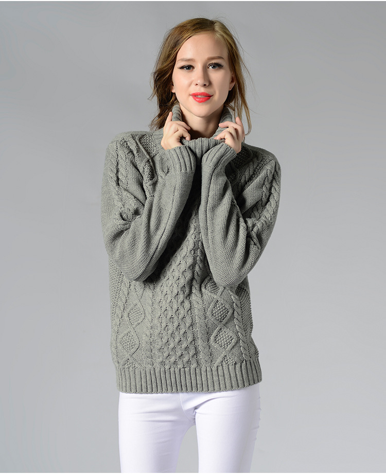 solid color long-sleeved turtleneck sweater NSYH22093