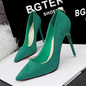 740-6 han edition style sweet delicate and elegant shoes high heel with suede shallow pointed mouth pearl single shoes