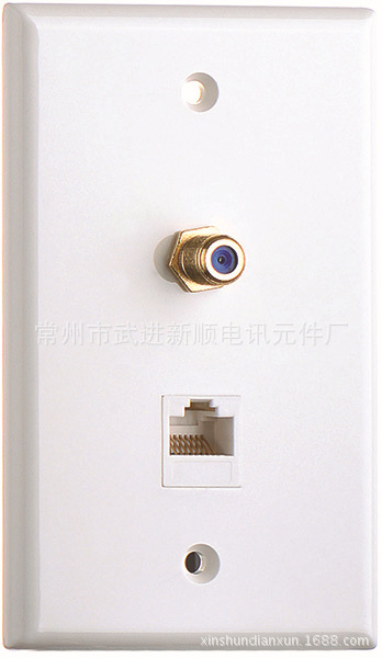 厂家直供 网络电视面板，F+RJ45 免焊接音频组合插座面板