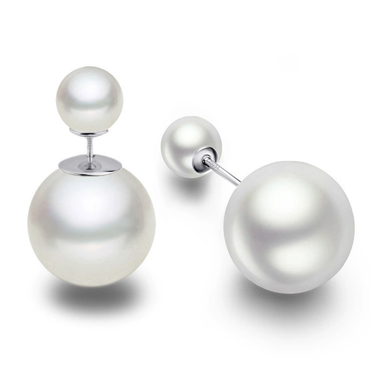 Double-sided fashionable earrings from pearl, Korean style, direct factory sales