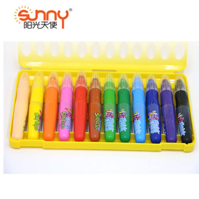 阳光天使2012炫彩棒旋转蜡笔丝滑水溶性可洗彩棒旋转式油画棒蜡笔|ms