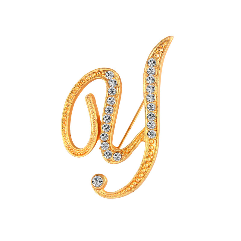 Fashion English Letter Alloy Diamond Brooches Wholesale display picture 16