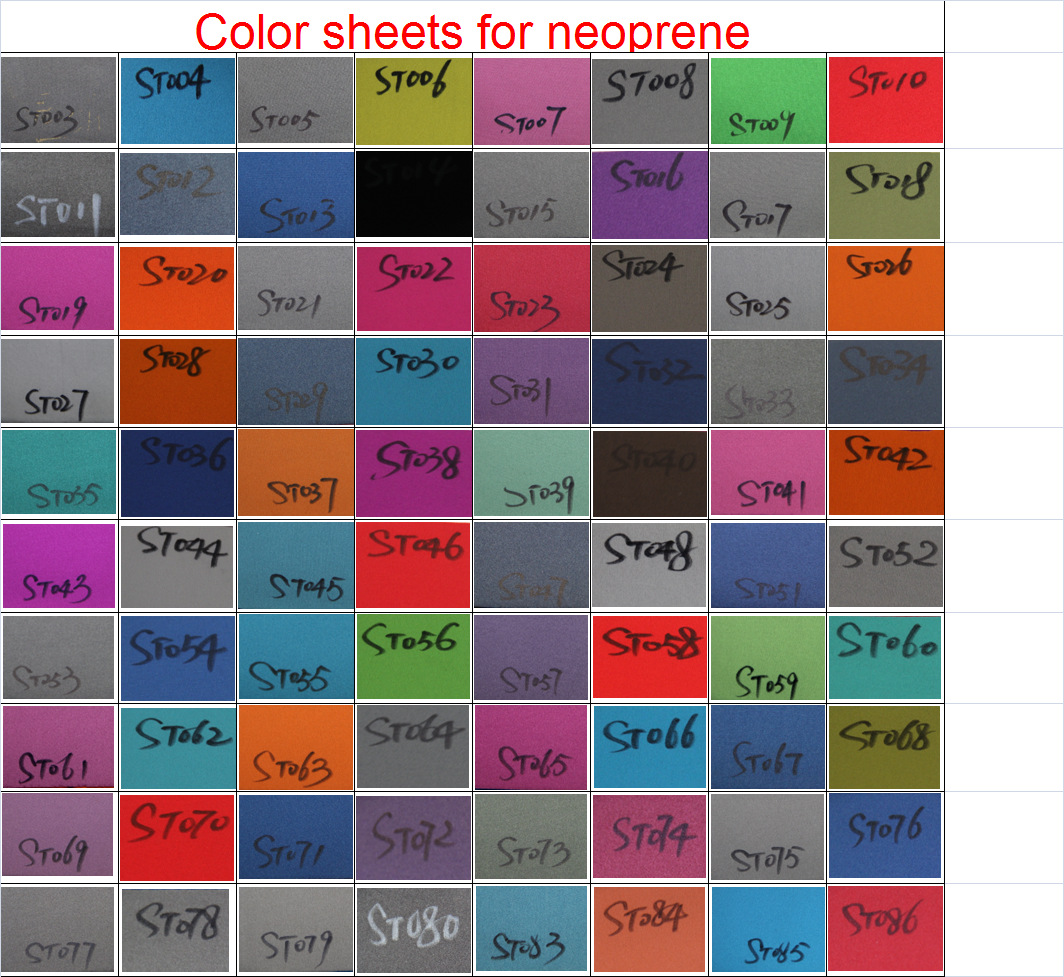 color sheet for neoprene