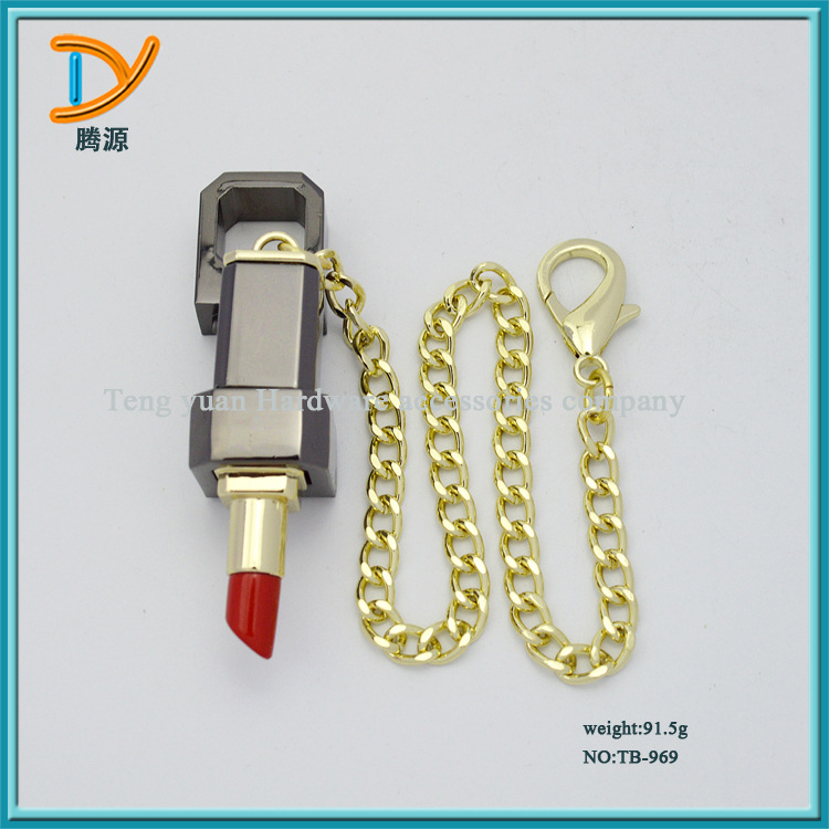 厂家直销 手袋箱包五金配件装饰扣 合金女包口红锁 链条锁