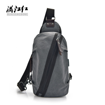 2019 new pattern Chest pack canvas leisure time Messenger Men's bag Korean Edition Retro fashion knapsack Trend multi-function On behalf of