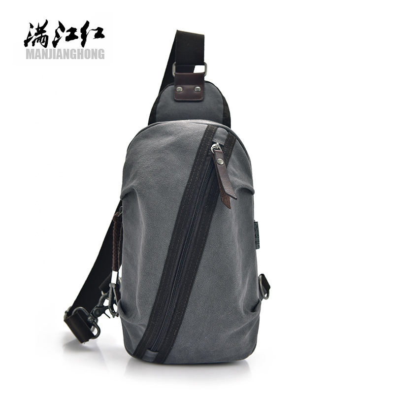 2019 new pattern Chest pack canvas leisure time Messenger Men's bag Korean Edition Retro fashion knapsack Trend multi-function On behalf of