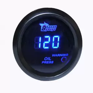 2 düymlük 52mm Qara Gövdə Mavi İşıqlı Rəqəmsal Yağ Təzyiq Göstəricisi Avtomobil Cihazı
