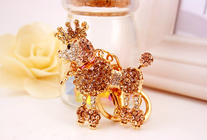 50g Weight Alloy, Metal Material Animal Pattern Unisex Gender Pink, Red, Blue, Gold Color Cute Crown Poodle Dog Key Chain 13