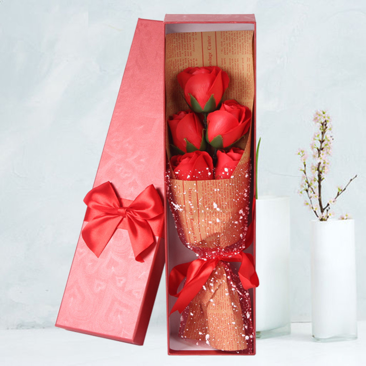 750g Weight Pink, Purple, Red, Blue Color Wholesale Valentine's Day Mother's Day Gift 5 Soap Bouquet Simulation Rose Gift Box 3